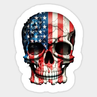 American Flag Skull Sticker